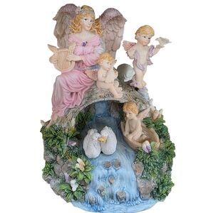 Vintage Classic Treasures Music Animated Angel & Cherubs Sculptureplays the Tu